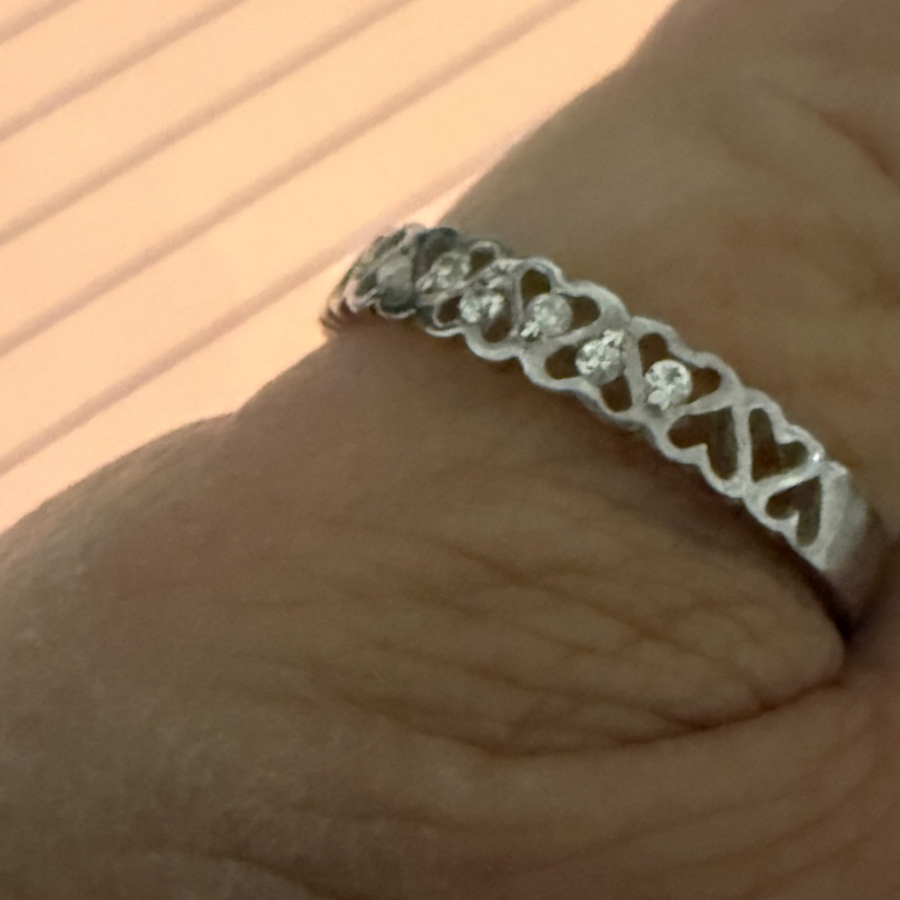 Source Unknown Silver Heart Pattern Ring - image 3
